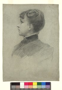 Portrét sestry Gustava Klimta, Hermine, v profilu směrem doleva od Gustav Klimt