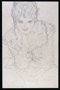 Portrét s pravou rukou na bradě, c.1917-18 od Gustav Klimt