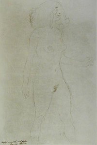 Stojící akt (tužka na papíře) (černobílá fotografie) od Gustav Klimt