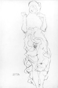 Stojící akt se vztyčenými pažemi, cca 1917/18 (tužka na papíře) (černobílá fotografie) od Gustav Klimt