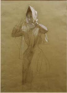 Stojící mladá žena, balící šátek od Gustav Klimt