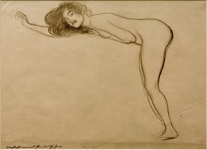 Stojící nahá dívka s tělem ohnutým doleva od Gustav Klimt