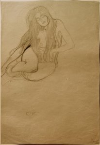 Studujte chtíč v Beethovenově vlysu od Gustav Klimt