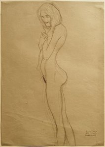 Studie pro levou gorgonu v Beethovenově vlysu od Gustav Klimt