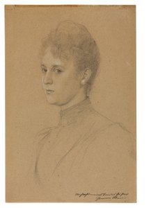 Studie k portrétu (paní Heymannová), kolem roku 1892 (tužka s bílým zvýrazněním na buffovém papíře) od Gustav Klimt