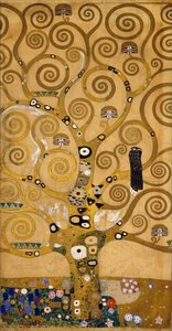 Detail stromu života (Stoclet Frieze) na levé straně, cca 1905-09 (tempera a akvarel) od Gustav Klimt