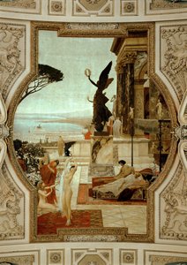 Vídeňské Burgtheater (Dvorní divadlo), schodiště (vlevo): Antické divadlo v Taormině od Gustav Klimt