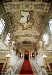 Vídeňské Burgtheater (Dvorní divadlo), schodiště (vlevo): Divadlo v Taormině (vlevo) od Gustav Klimt
