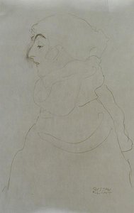 Žena v profilu, cca 1904-06 (tužka na papíře) (černobílá fotografie) od Gustav Klimt