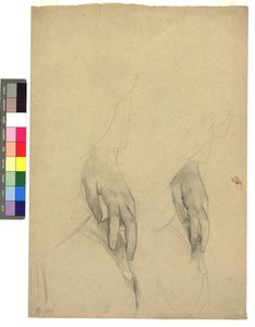 Zwei Handstudien, Finger ans Ohr gelegt od Gustav Klimt