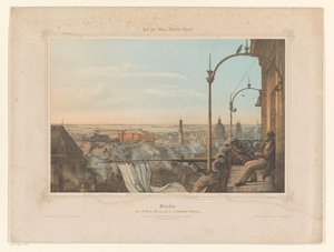 Pohled na Mnichov z kostela svatého Petra Munich vom St. Peters-Thürme aus in nordwestlicher Richtung (titul na objektu) Album představené Ludvíku I. Bavorskému (název série) König-Ludwigs Album (název série na objektu) od Gustav Seeberger