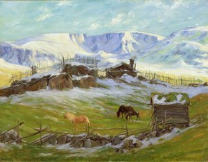 Ranní slunce nad horou, Vaga (olej na plátně) od Gustav Wentzel