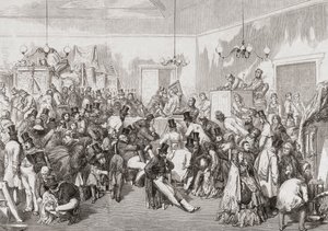 Probíhá aukce 19. století. od Gustave (after) Dore