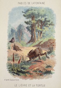 Fables de La Fontaine: Zajíc a želva podle Gustava Doré.