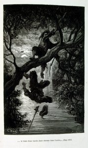 Ilustrace Gustave Dore pro „Le Capitaine Fracasse“ od Pierre Théophile Gautier (1811-1872), spisovatel, básník, malíř, umělecký kritik. Gautier byl obráncem romantismu, Gautierova práce je obtížné klasifikovat a zůstává referenčním bodem pro m od Gustave (after) Dore