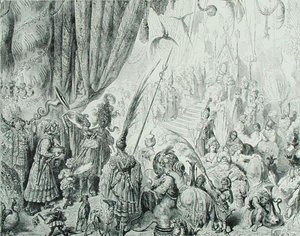 Dvůr krále Serendibu, c.1868 (rytina) od Gustave (after) Dore
