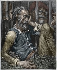 Očarování Dona Quijota z „Don Quijote de la Mancha“ od Miguela Cervantese (1547-1616) (Don Quijote) - dřevořez podle kresby Gustava Dorea od Gustave (after) Dore