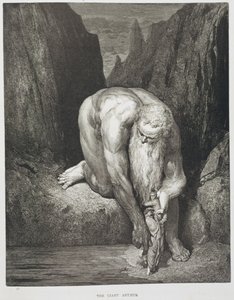 Obr Antaeus, z „Božské komedie“ (Inferno) od Dante Alighieriho (1265-1321) kolem roku 1868 (rytina)