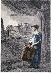 Cosette před hračkářstvím - v “”Les Miserables”” od Victora Huga, ill. od Brion, ed. Hetzel a Lacroix od Gustave Brion
