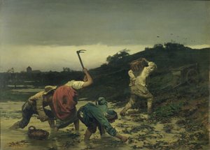 Rolníci sklízejí brambory během povodně Rýna v roce 1852 od Gustave Brion