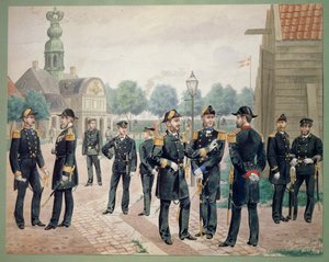 Důstojníci dánského námořnictva na Akademii. Akvarel od Gustava Brocka od Gustave Brock