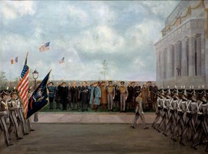 „Marechal Joffre na misi ve Washingtonu“ od Gustava Brocka (1881-1945). 1917 (olej na plátně) od Gustave Brock