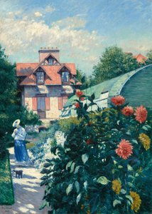 Jiřiny, zahrada u Petit Gennevilliers od Gustave Caillebotte