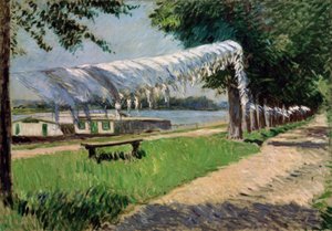Sušení prádla na břehu Seiny, Petit Gennevilliers od Gustave Caillebotte