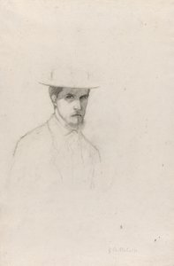 Autoportrét s kloboukem, asi 1879 (grafit na strukturovaném křídovém papíře) od Gustave Caillebotte