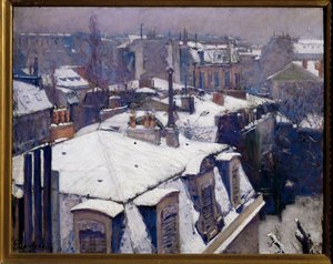 Sníh na střechách (malba na plátně) od Gustave Caillebotte