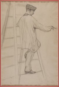 Studie pro malíře pokojů: Muž na žebříku od Gustave Caillebotte