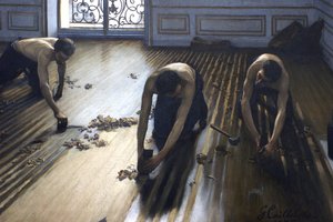 Škrabky na podlahu - část obrazu. od Gustave Caillebotte