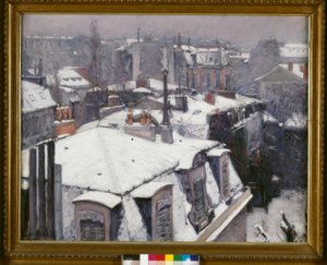 Pohled na střechy (efekt sněhu), říká Střechy pod sněhem od Gustave Caillebotte