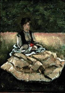 Žena sedící na trávníku (olej na plátně) od Gustave Caillebotte