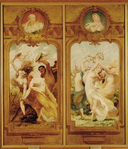 Ve foyer de la Danse jsou čtyři Boulangerovy nástěnné malby, které zobrazují tanec Bachique, Bacchanalia a danse champetre, country tanec... (nástěnná malba) od Gustave Clarence Rodolphe Boulanger
