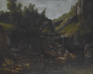 Cascade in a Rocky Landscape, cca 1872-4 (olej na plátně) od Gustave Courbet