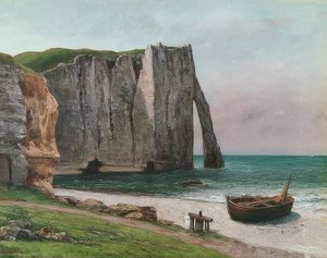 Felsen von Etretat (Útes Étretatu). Um 1869 od Gustave Courbet