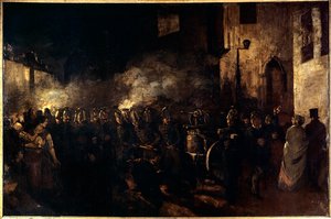 Hasiči vedou oheň Obraz Gustava Courbeta (1819-1877) 1850 Ne. 3,88x5,8 m Paříž, Musee du petit palais od Gustave Courbet