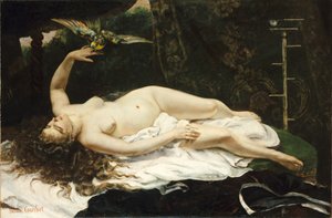 Francouzština:  La Femme au perroquet Žena s papouškem od Gustave Courbet
