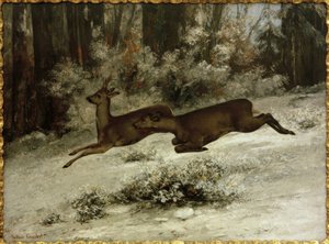 Le Change, epizoda lovu jelenů ve Franche-Comté od Gustave Courbet