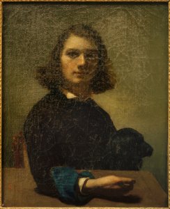 Malý umělec portrét s černým psem od Gustave Courbet