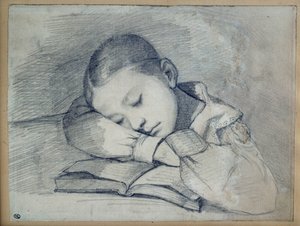 Portrét spící Juliette Courbet. Kresba na olověném dole od Gustava Courbeta (1819-1877). 1841. Rozm. 0,20 x 0,26. Paříž, Musee d