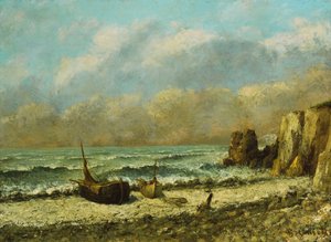 Dvě lodě na pláži, od Gustave Courbet