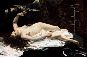 Žena s papouškem, 1866. od Gustave Courbet