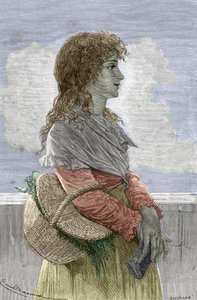 Francouzská revoluce: “” Portrét Manon (Jeanne Marie) Roland Philipon dite Madame Roland (1754-1793), členka strany Girondin, mladá dívka” - Rytina z “” Illustrious Women” od Gustava Demoulina - 1887 - “” Manon ( Jeanne Marie) Volejte Rolanda Philipona