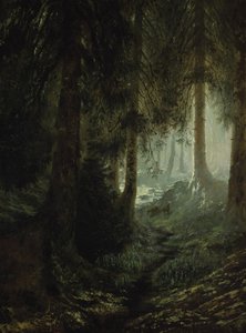 Jelen v lesní krajině od Gustave Dore