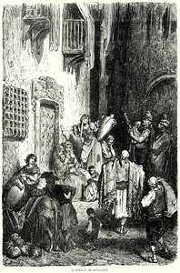 Ulice v Albacete (rytina) od Gustave Dore
