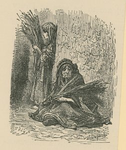 Žena a mladá dívka prodávají suché květiny od Gustave Dore