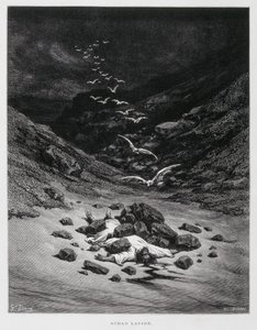 Achan je ukamenován k smrti (Joz 7,1.10-26), Ilustrace z Doreho bible od Gustave Dore