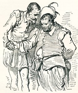 Podle originální kresby Dona Quijota a Sancho Panzy od Gustava Doreho. Z knihy Život a vzpomínky Gustava Doreho, vydané v roce 1885. od Gustave Dore